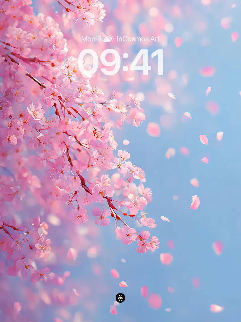 Soft Pink Petal Drift Wallpaper in Spring Haze wallpaper for iPhone, iPad & Mac
