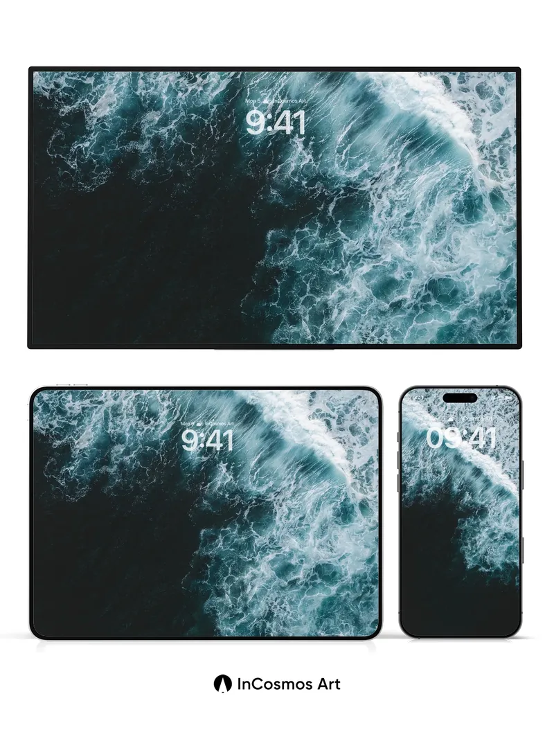 Turbulent Edge Wallpaper with Foaming Crest