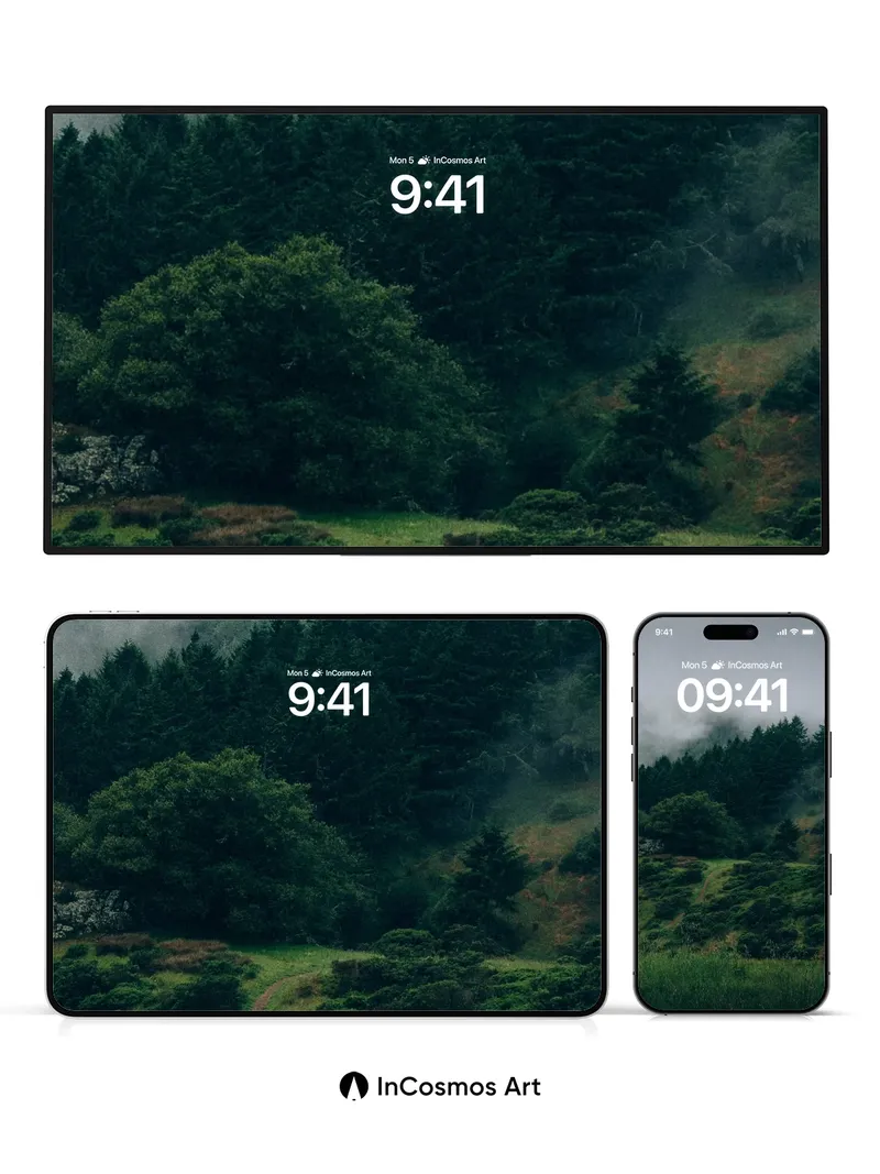 Misty Grove Wallpaper with Whispering Trails