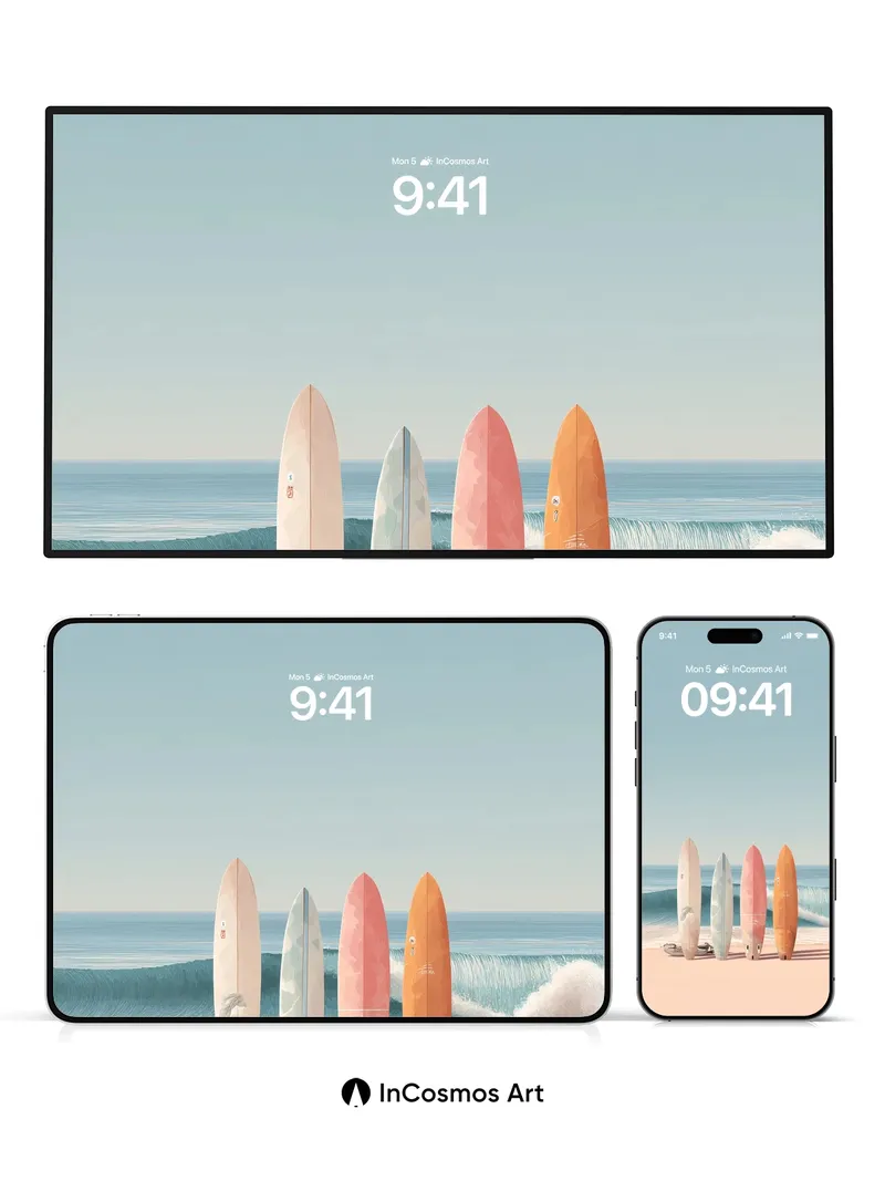 Serenity Surfboard Wallpaper with Ocean Hush