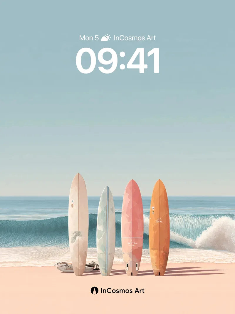 Serenity Surfboard Wallpaper with Ocean Hush