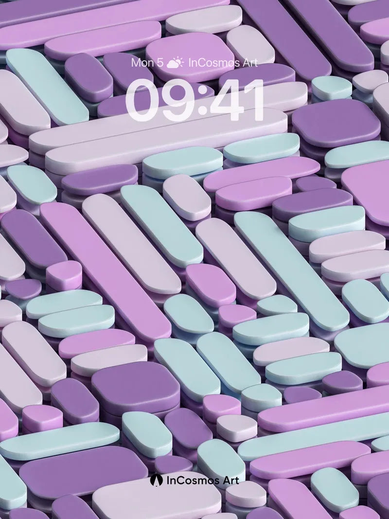 Lavender Pulse Wallpaper with Floating Shapes