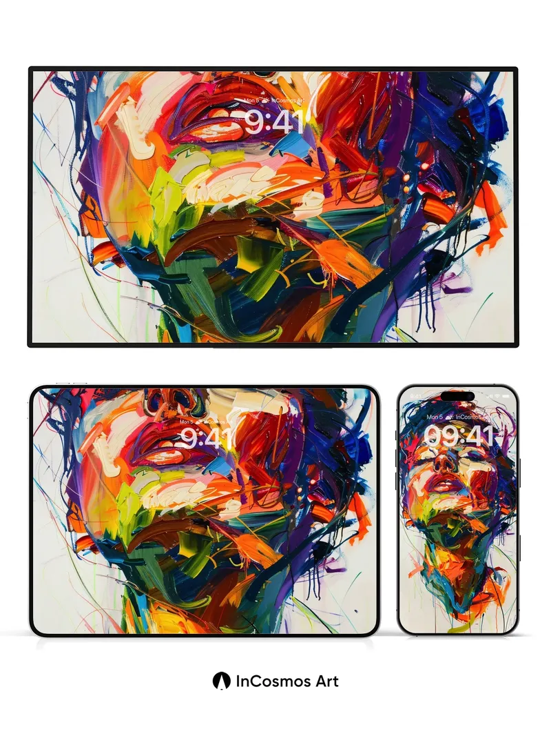 Chromatic Pulse Wallpaper with Electric Brushstrokes