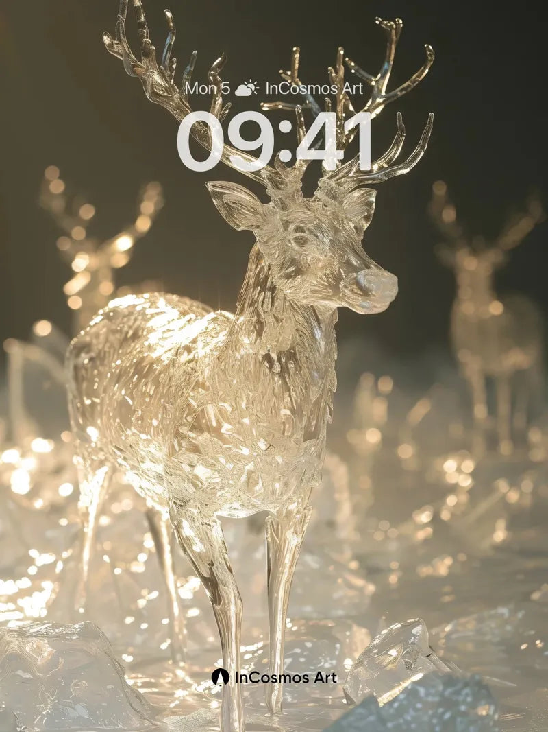 Frost-Lit Reindeer Wallpaper with Crystal Antlers