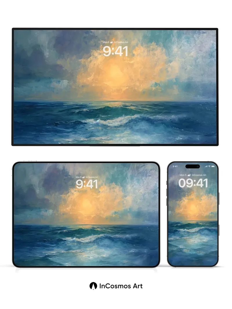 Stormlight Ocean Wallpaper with Golden Break