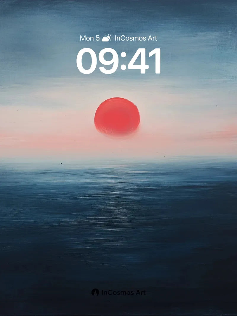 Serenity Sunset Wallpaper with Crimson Orb