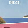 Serene Pink Shore Wallpaper with Silent Bench wallpaper for iPhone, iPad & Mac