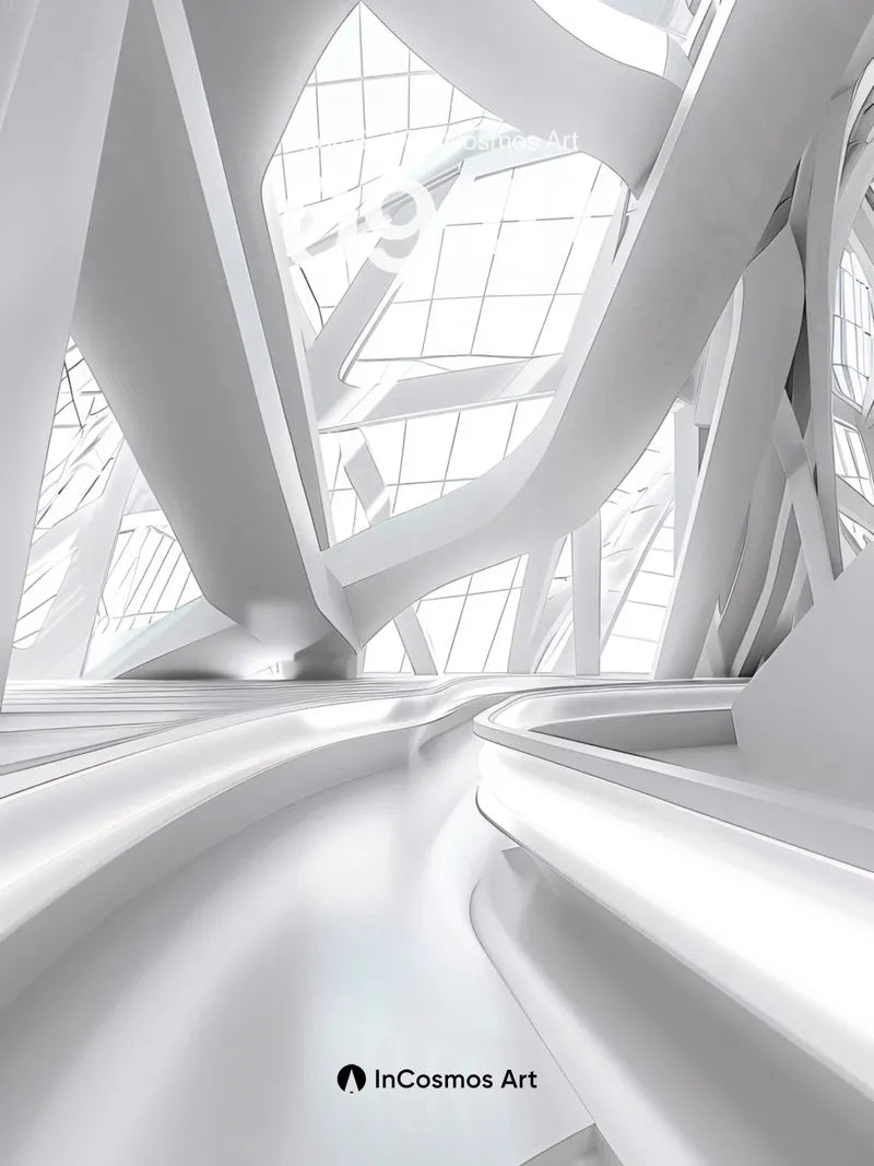 Luminous Labyrinth Wallpaper with Floating Curves