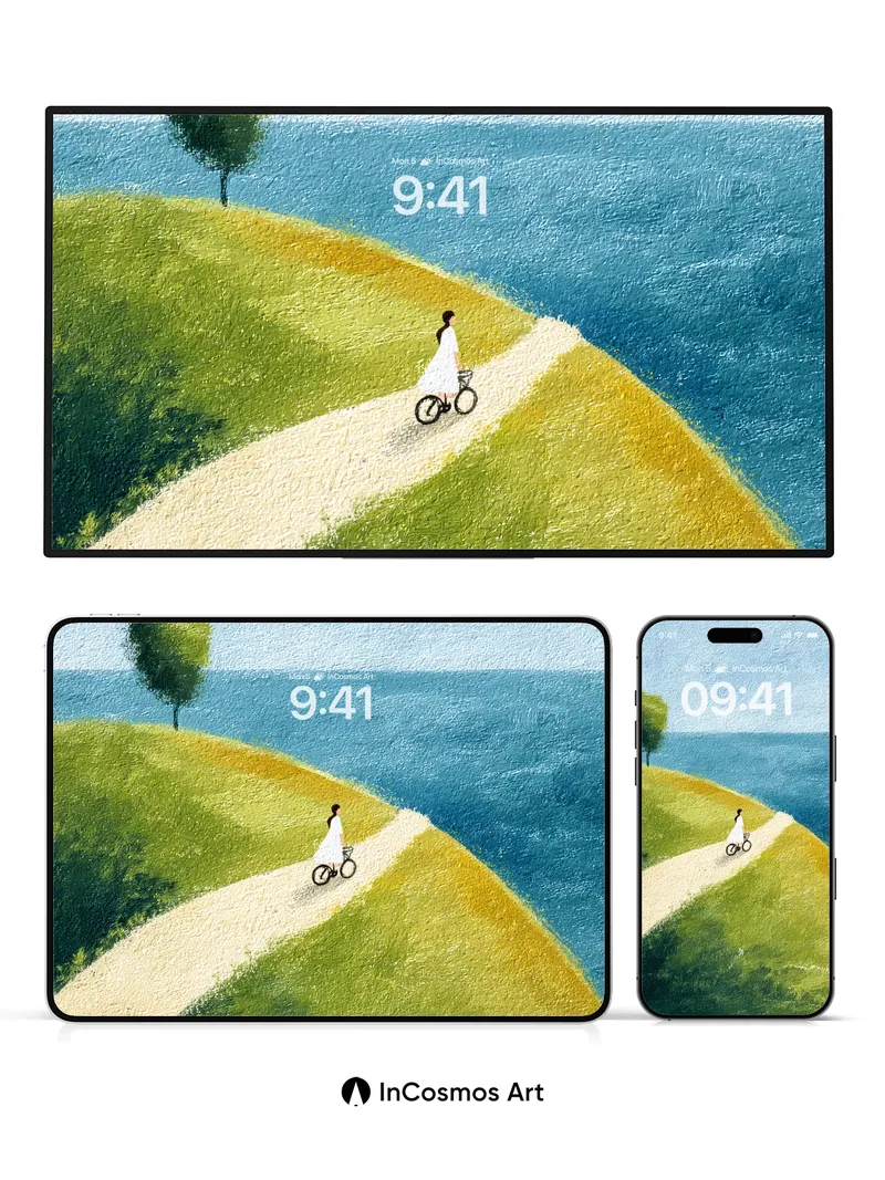 Serenity Path Wallpaper with Coastal Whisper