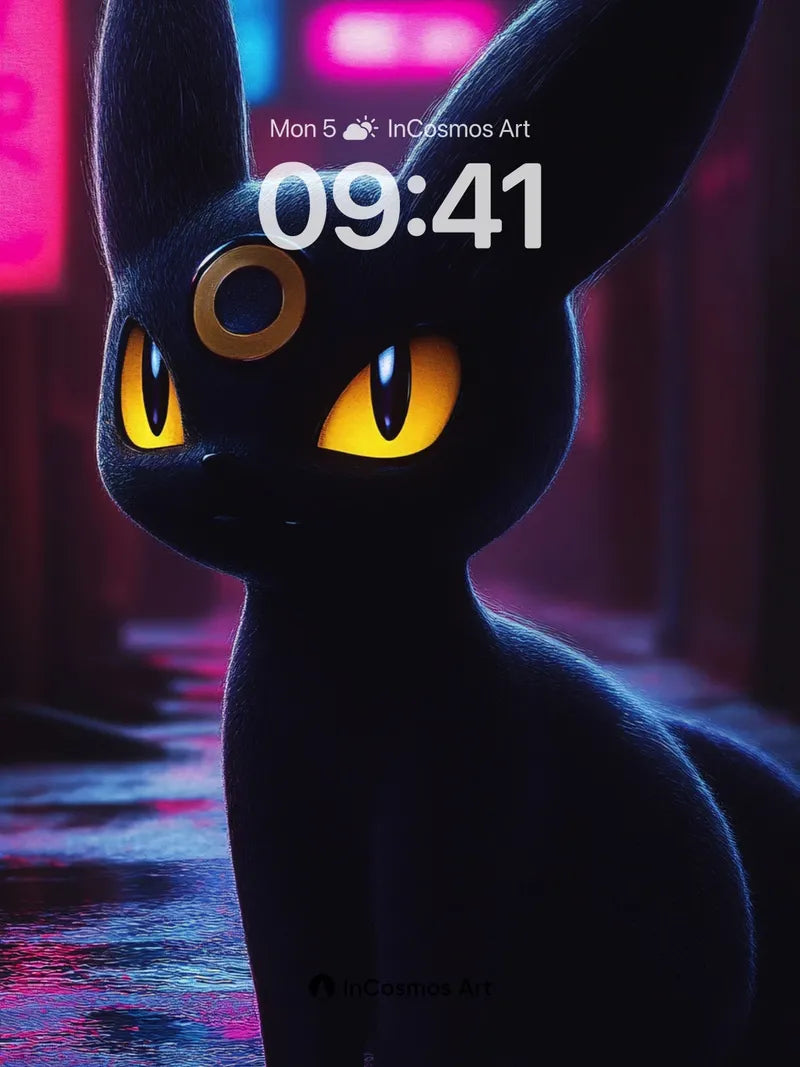 Neon Shadow Wallpaper with Glowing Eyes