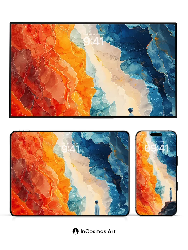 Crimson Divide Wallpaper with Celestial Rift