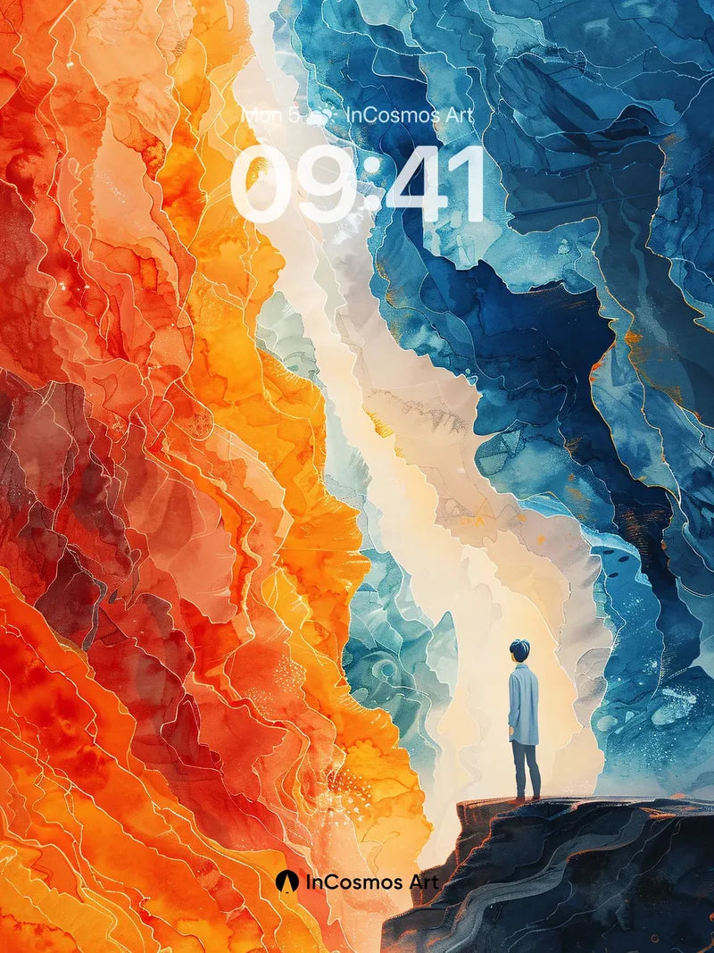 Crimson Divide Wallpaper with Celestial Rift