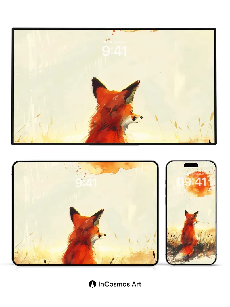 Autumn Hush Wallpaper with Fox and Sunspot