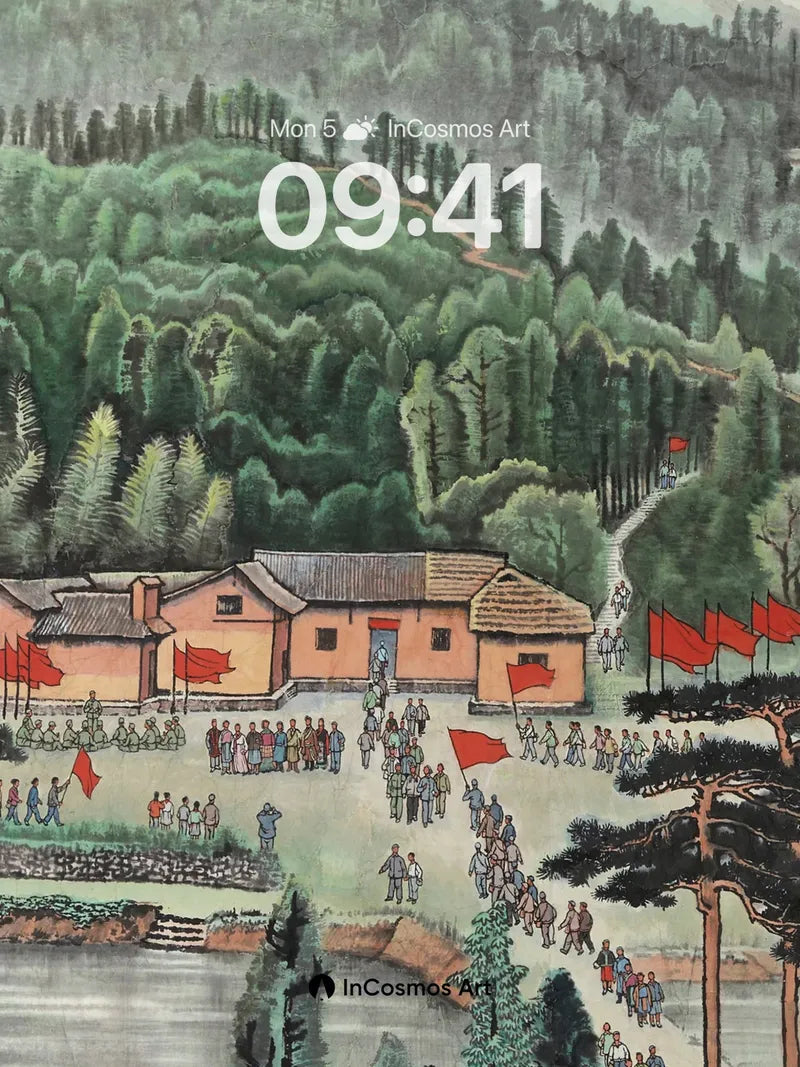 Forest Echoes Wallpaper with Red Flags