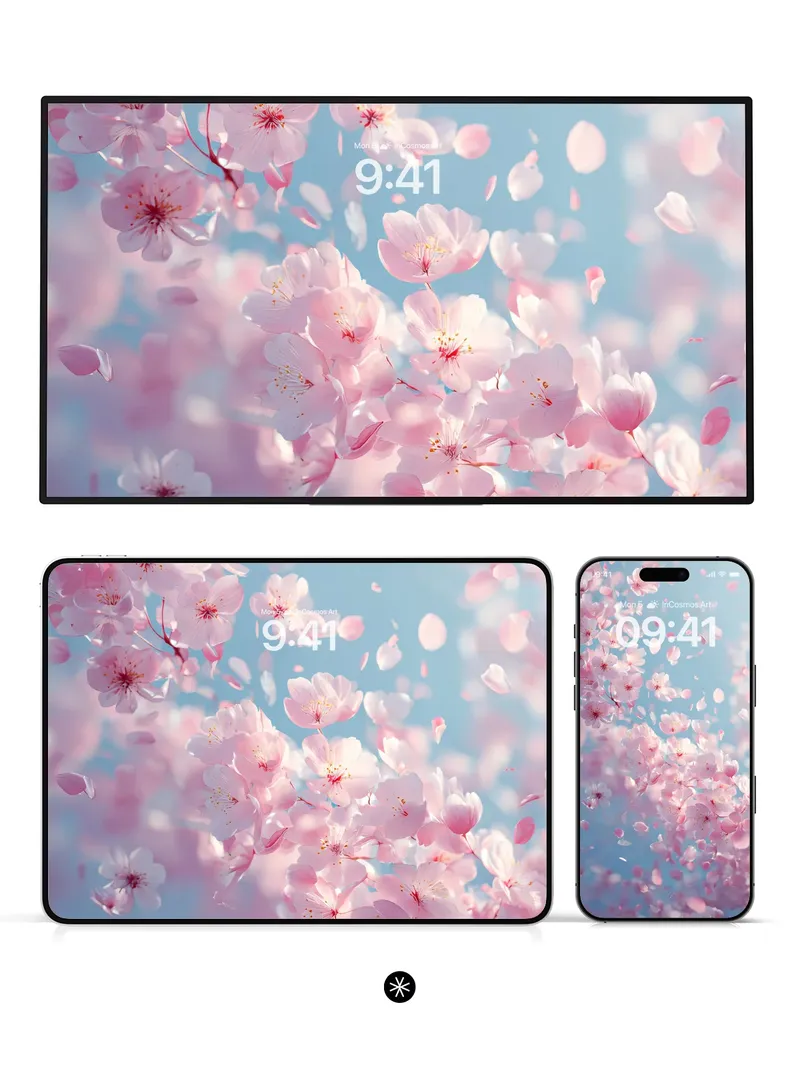 Soft Pink Petal Drift Wallpaper in Spring Haze