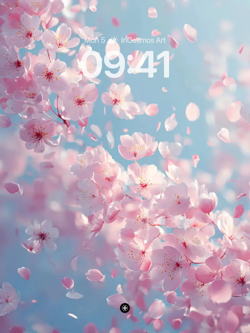 Soft Pink Petal Drift Wallpaper in Spring Haze wallpaper for iPhone, iPad & Mac