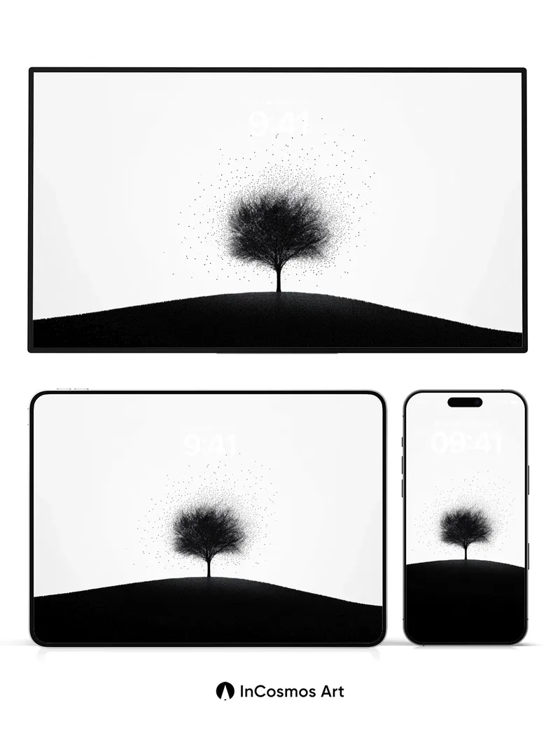 Silent Hilltop Wallpaper with Floating Particles