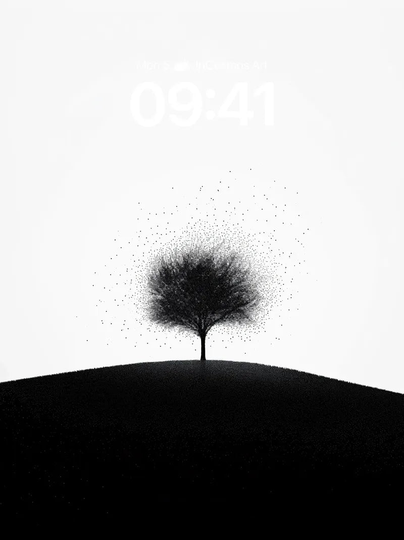 Silent Hilltop Wallpaper with Floating Particles