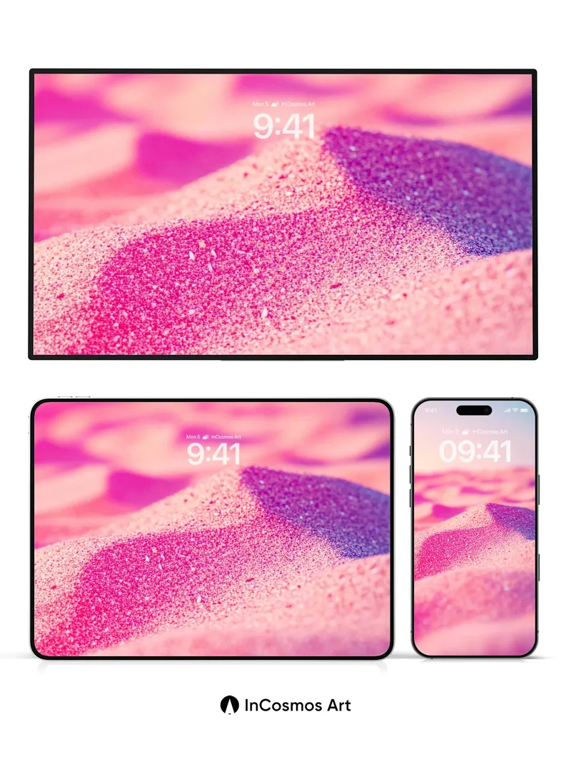 Luminous Sand Dune Wallpaper with Pink Hues