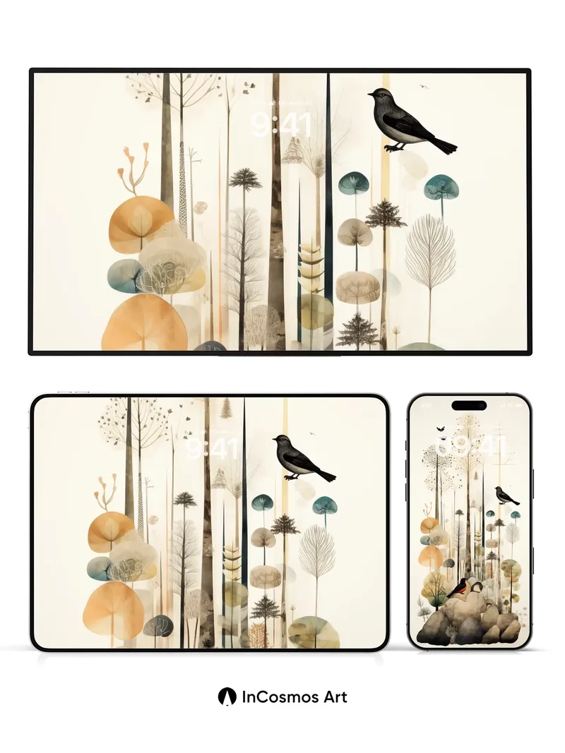 Whispering Woods Wallpaper with Floating Canopy