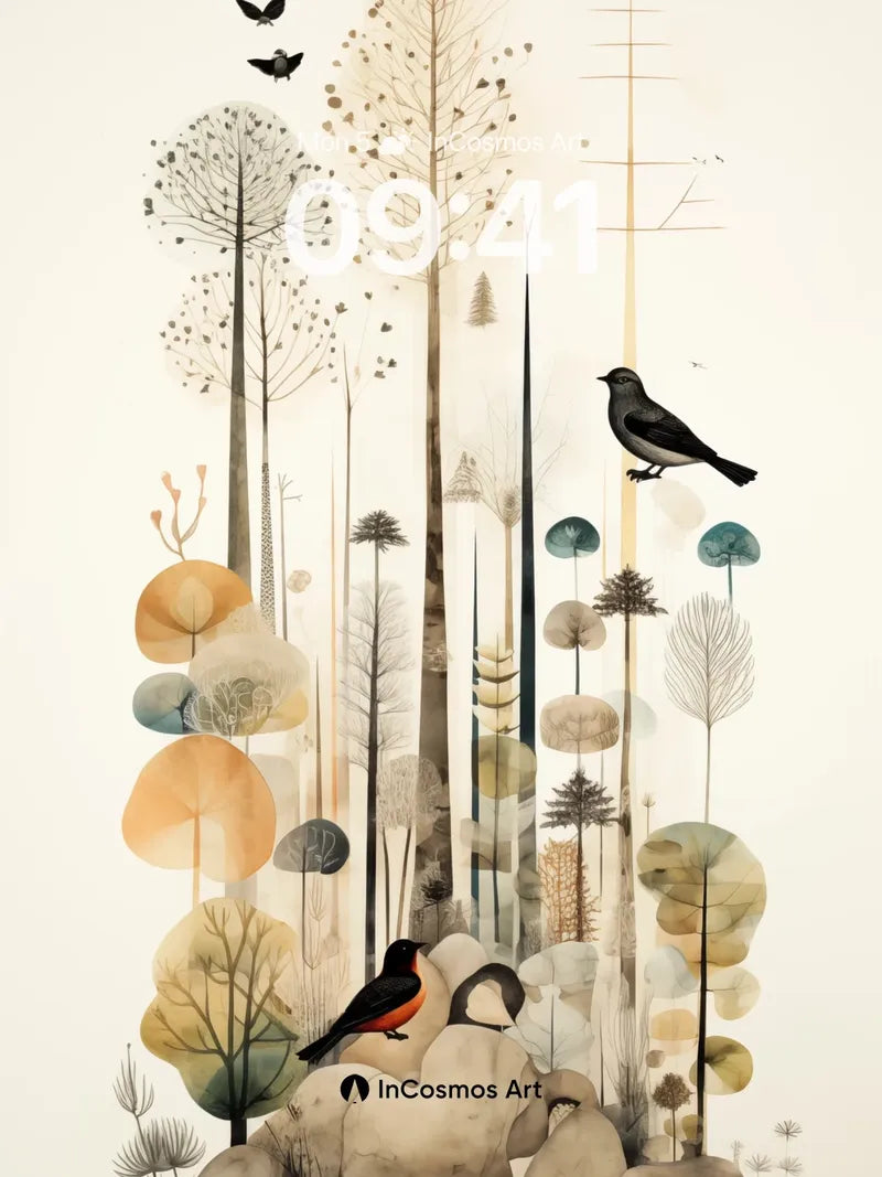 Whispering Woods Wallpaper with Floating Canopy