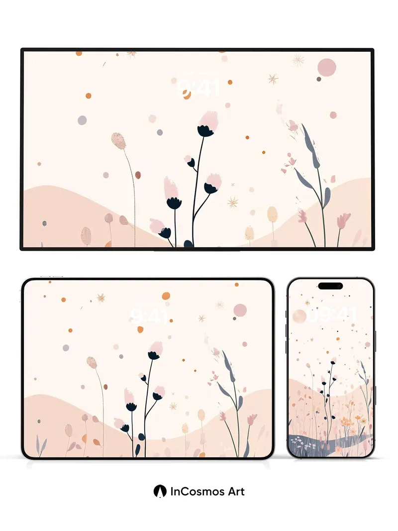 Whispering Meadow Wallpaper with Celestial Drift