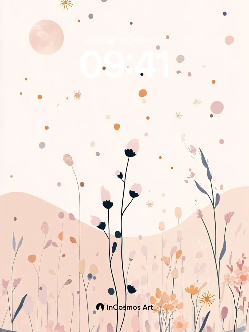 Whispering Meadow Wallpaper with Celestial Drift