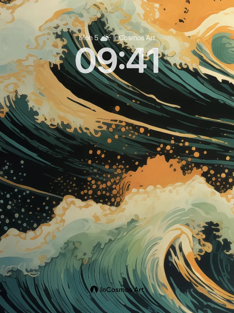 Storm Surge Wallpaper with Hokusai Echoes wallpaper for iPhone, iPad & Mac