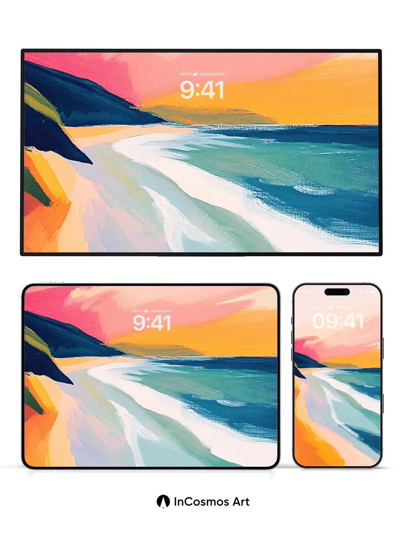 Crimson Horizon Wallpaper with Ocean Breath