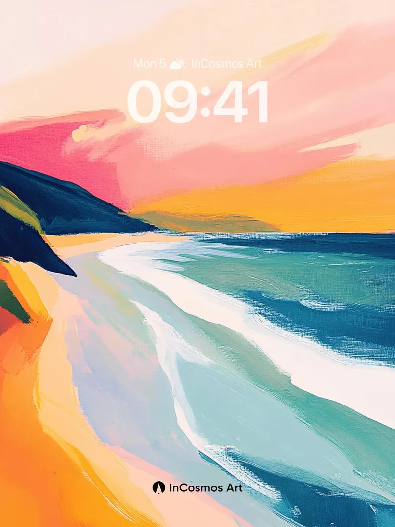 Crimson Horizon Wallpaper with Ocean Breath