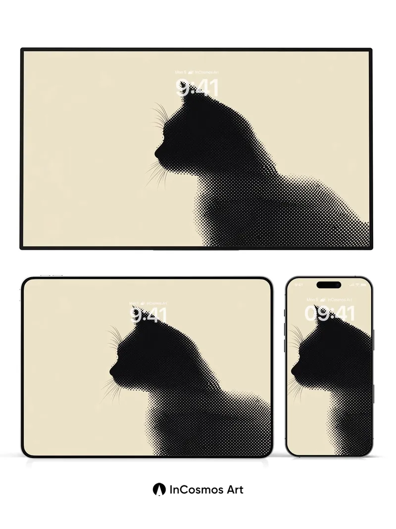 Silhouetted Whisker Wallpaper with Halftone Hush