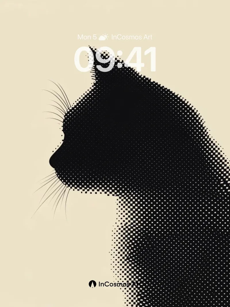 Silhouetted Whisker Wallpaper with Halftone Hush