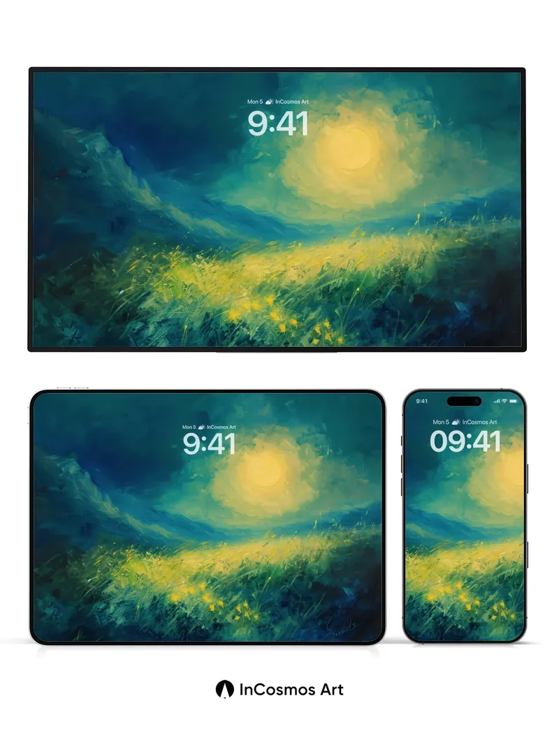 Luminous Meadow Wallpaper with Ethereal Glow