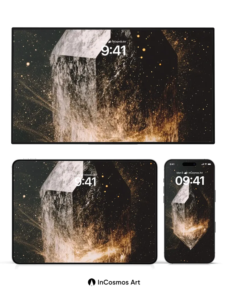 Cosmic Crystal Wallpaper with Stardust Core