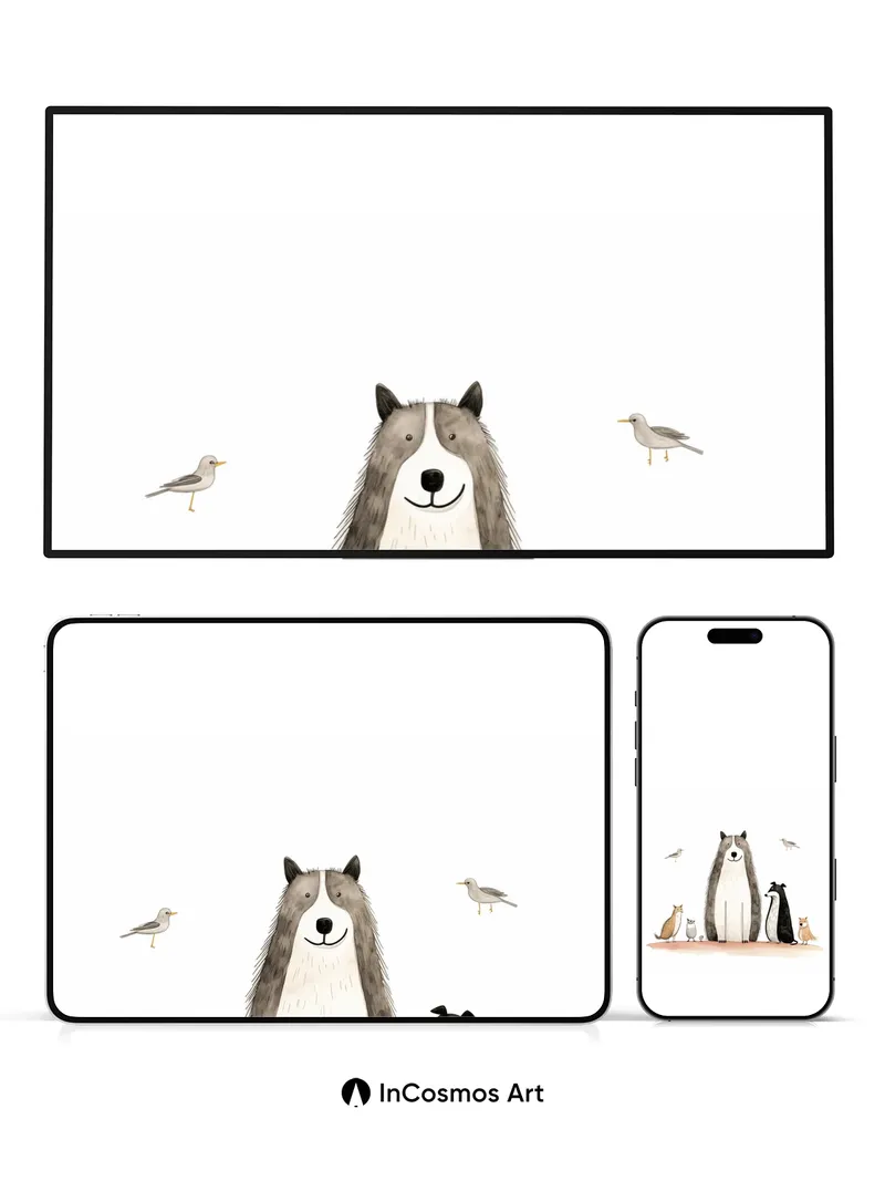 Whimsical Forest Gathering Wallpaper with Gentle Beasts