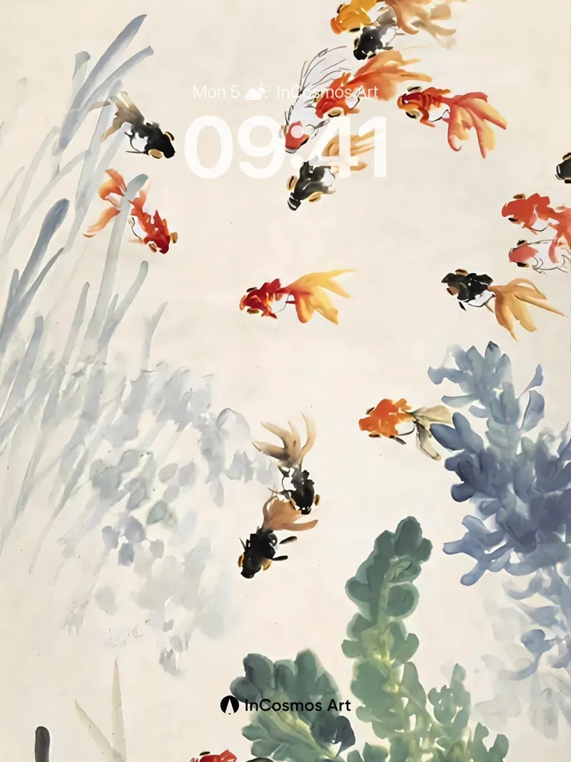 Serene Koi Flow Wallpaper with Ink-Like Water