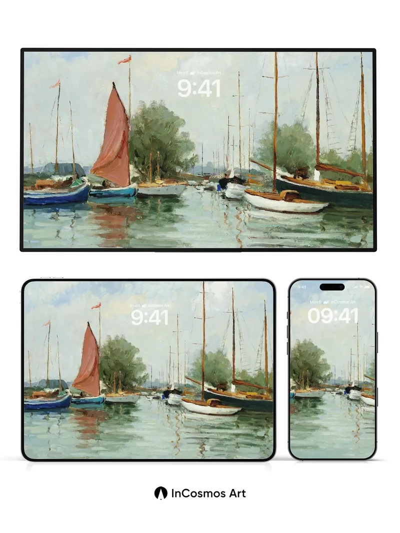 Serenity Sailboat Wallpaper with Whispering Water