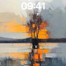 Silent Reflection Wallpaper with Orange Hues wallpaper for iPhone, iPad & Mac