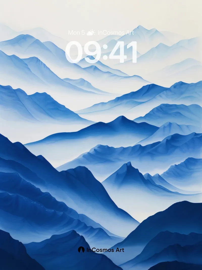 Serenity Mountain Wallpaper in Misty Blue Hues