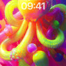 Neon Octopus Wallpaper with Cosmic Bubbles wallpaper for iPhone, iPad & Mac