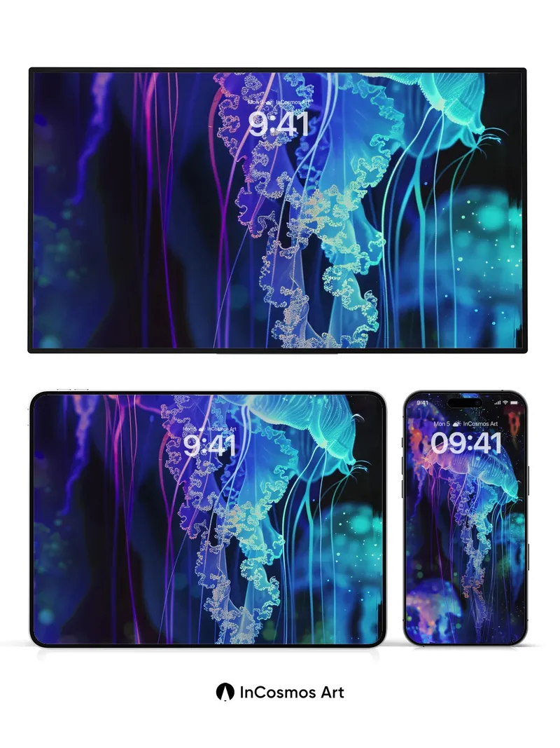 Luminous Abyss Wallpaper with Bioluminescent Drift