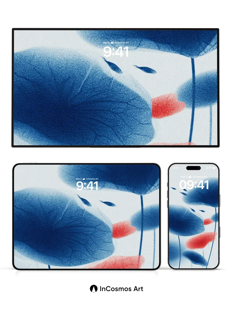 Serene Lotus Wallpaper with Floating Ink Shadows