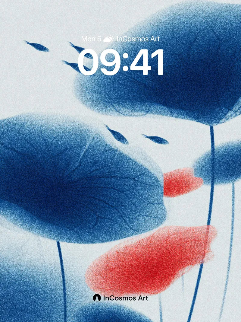 Serene Lotus Wallpaper with Floating Ink Shadows