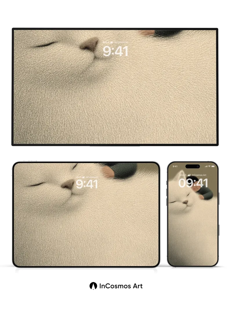 Serenity of Furred Dreams Wallpaper with Child's Whisper