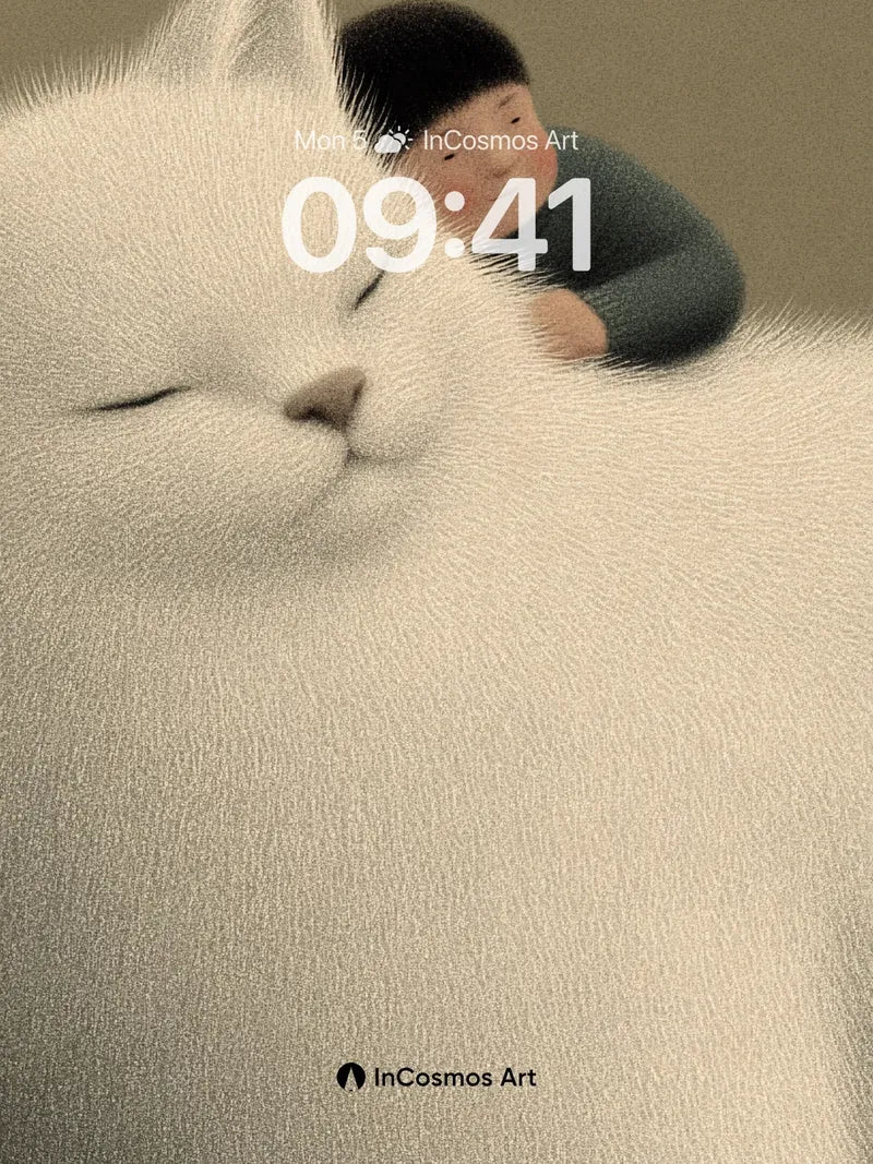 Serenity of Furred Dreams Wallpaper with Child's Whisper