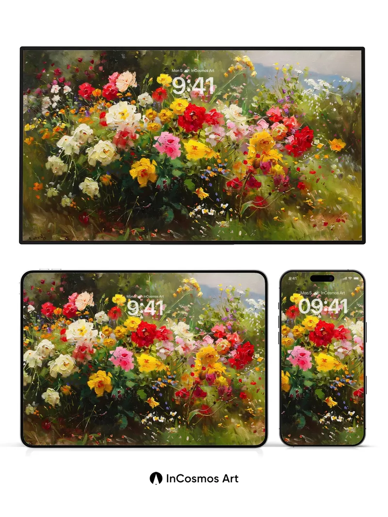 Sunlit Garden Wallpaper with Whispering Petals