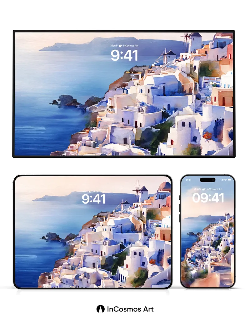 Sunlit Cliffside Wallpaper with Windmill Whispers