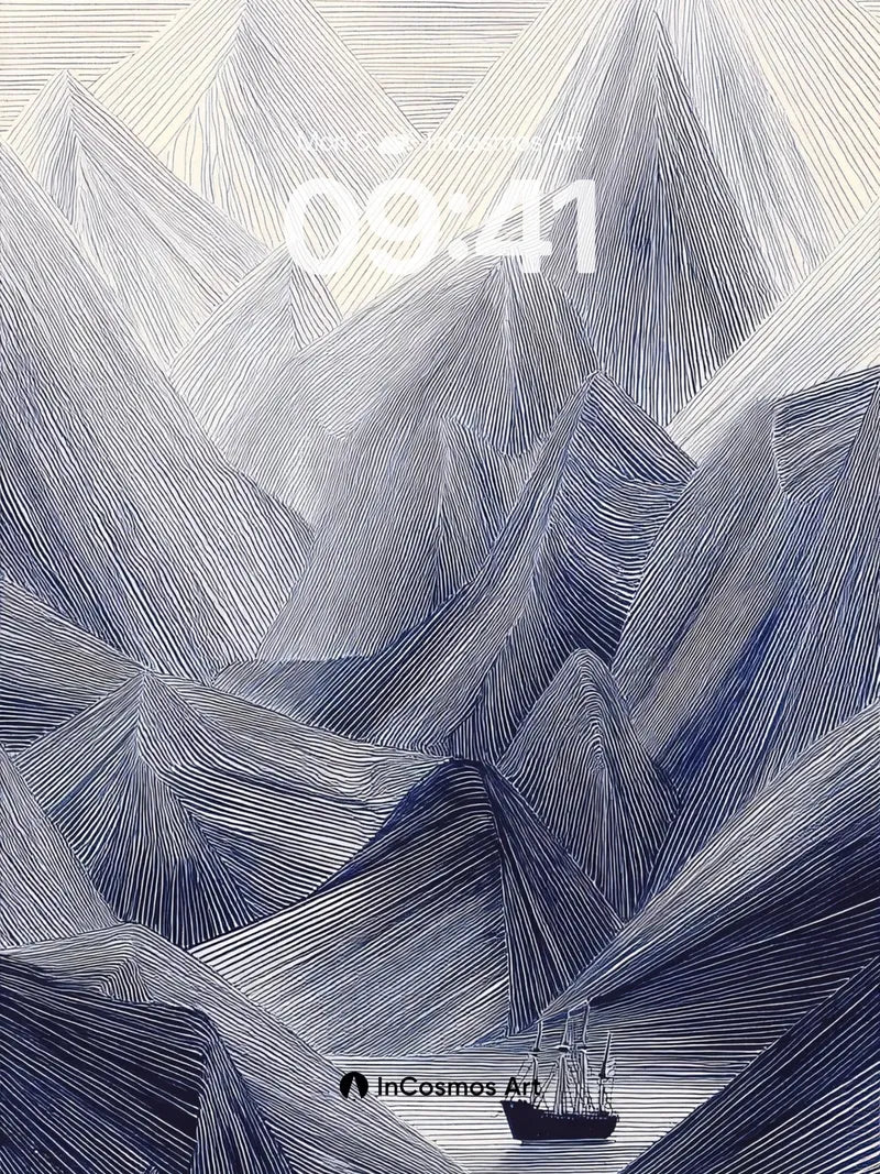 Silent Peaks Wallpaper with Inked Lines