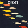 Minimalist Fish School Dark Background Art