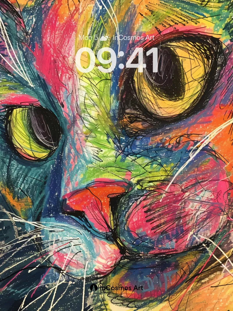 Rainbow Whisker Wallpaper with Electric Eyes